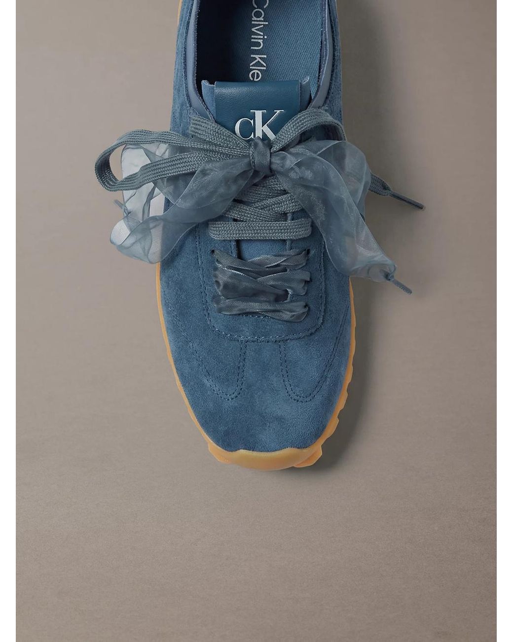 Calvin Klein Blue Sheer-Lace Low-Top Sneakers
