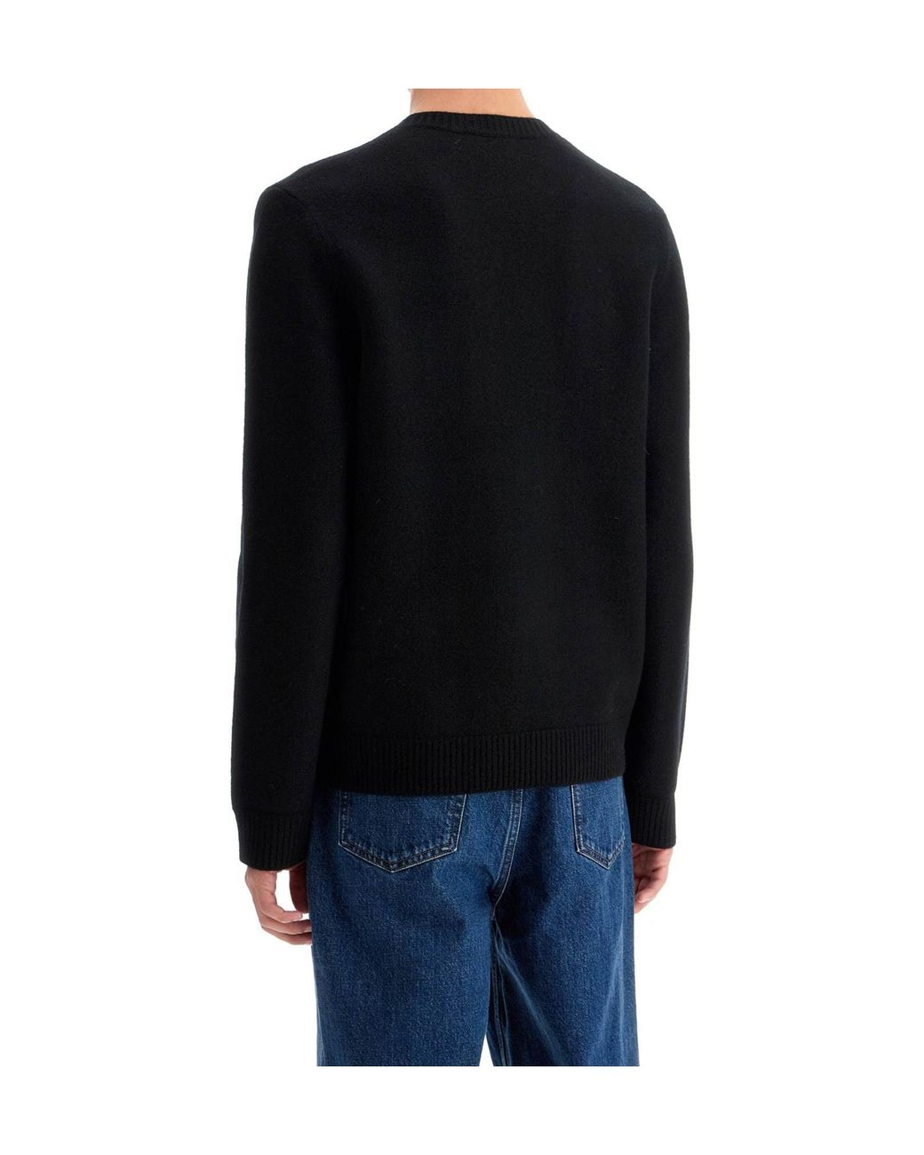 A.P.C. Black Edward Logo Intarsia-Knit Crewneck Jumper for men
