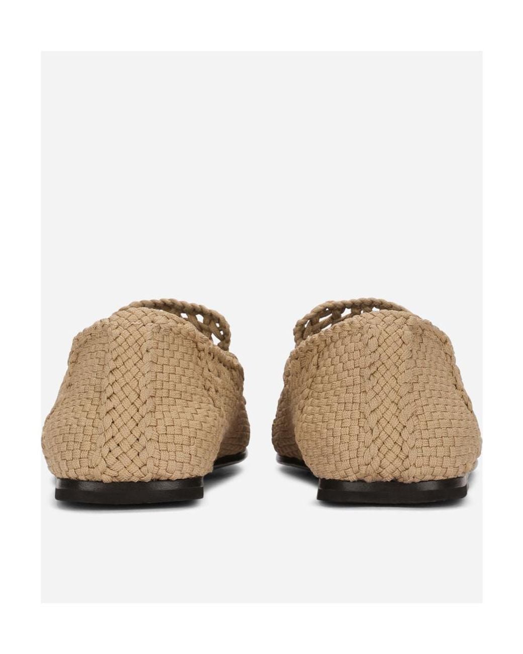Dolce & Gabbana Natural Woven Almond-Toe Slip-On Loafers for men