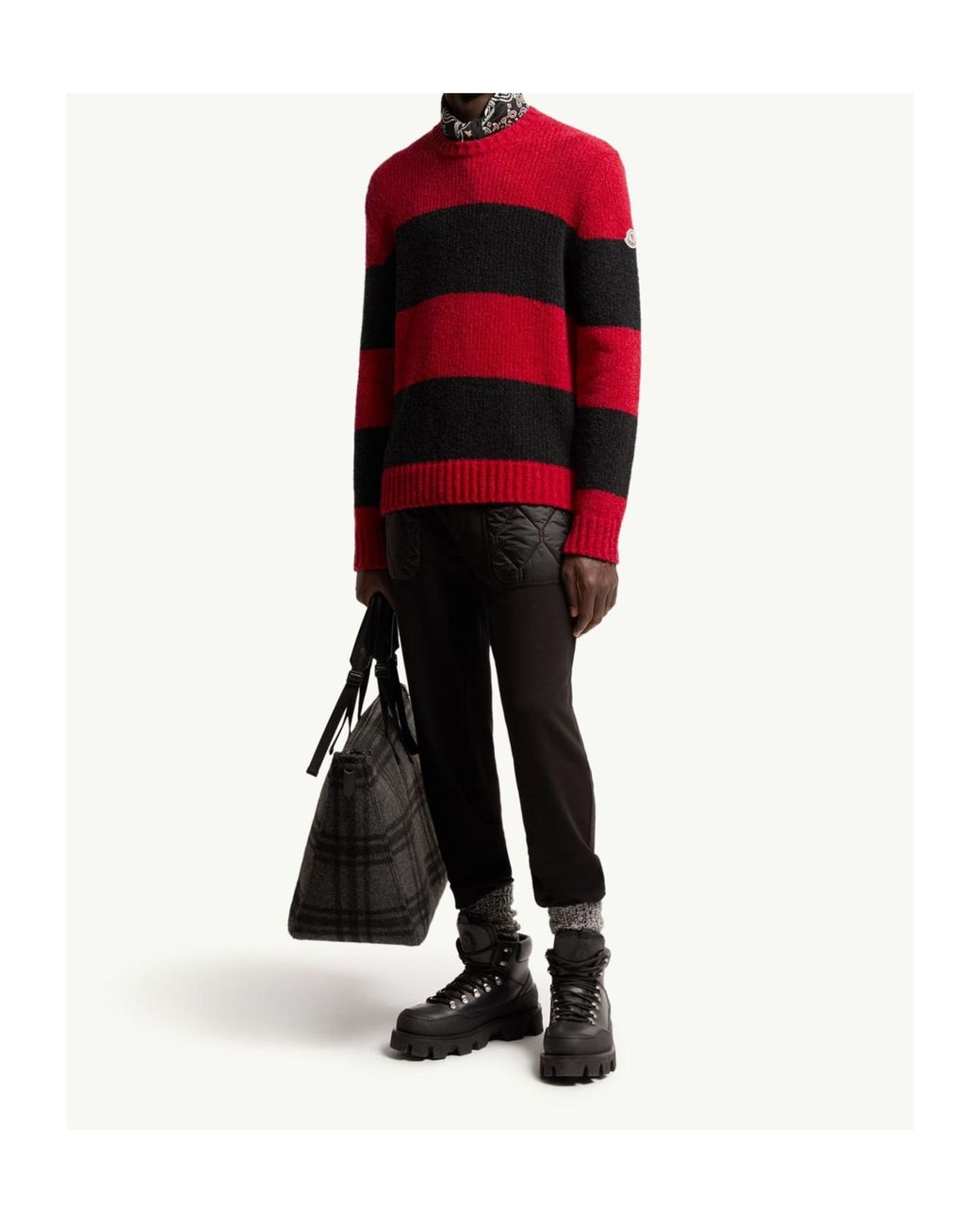 Moncler Red Striped Knitted Sweater for men