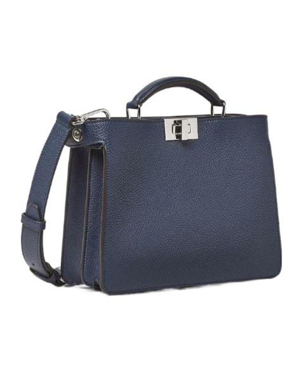 Fendi Blue Peekaboo Iseeu Small Dark Leather Bag for men