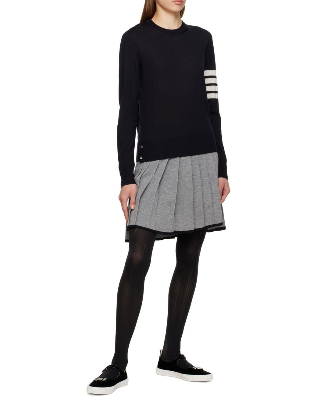 Thom Browne Blue 4-Bar Ribbed Crewneck Jumper