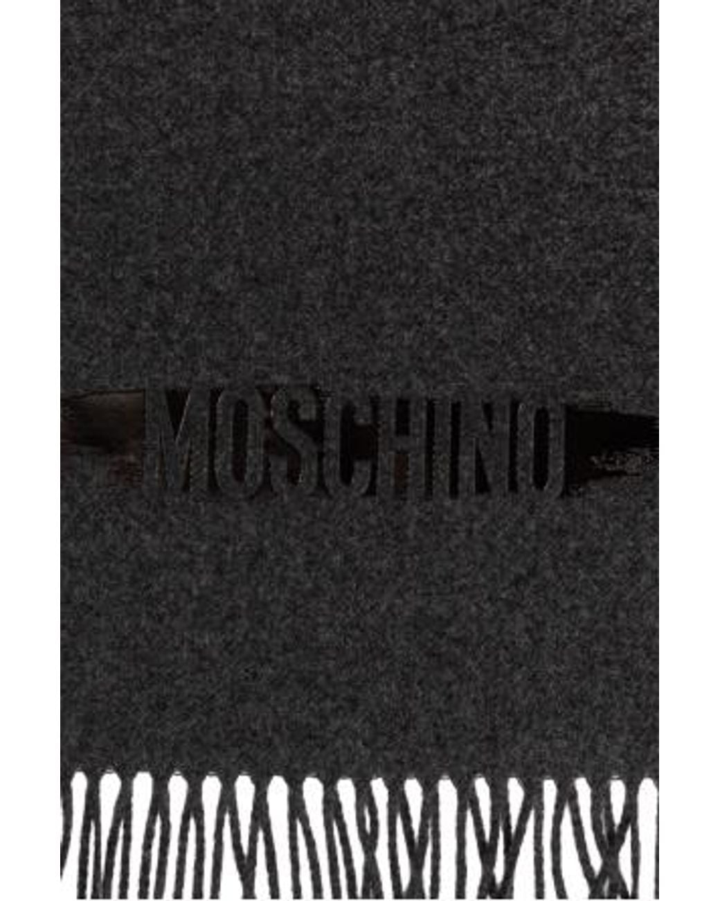 Moschino Black Fringed Logo Scarf for men