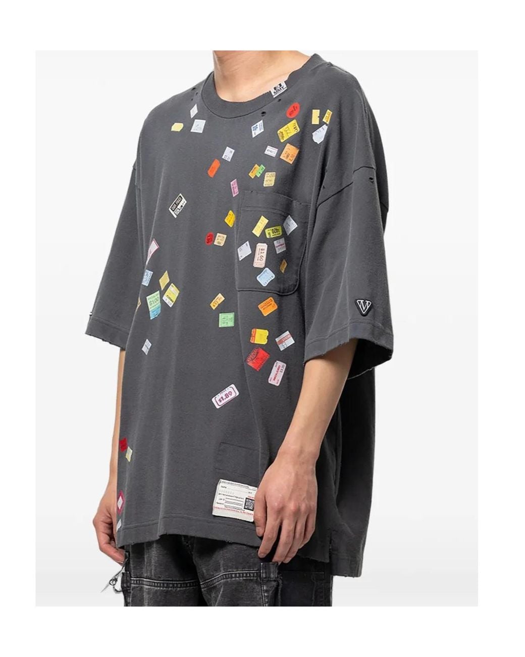Maison Mihara Yasuhiro Black Price Tag-Sticker Printed T-Shirt for men