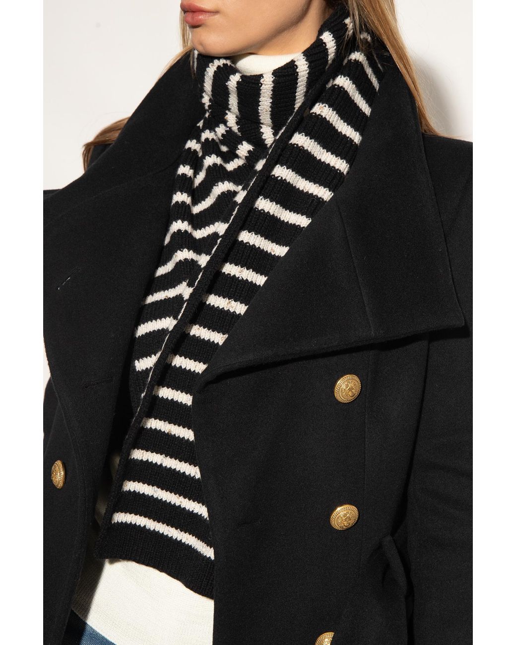 Balmain Black Logo Plaque Monogram Scarf