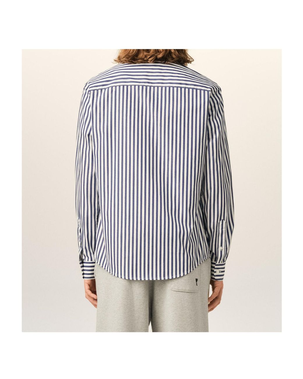 AMI Blue Ami Ami De Coeur Striped Shirt for men