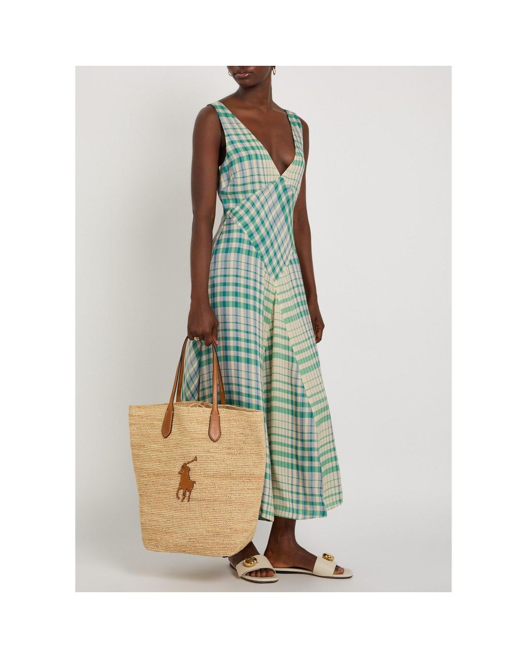 Polo Ralph Lauren Green V-Neck Slip Dress