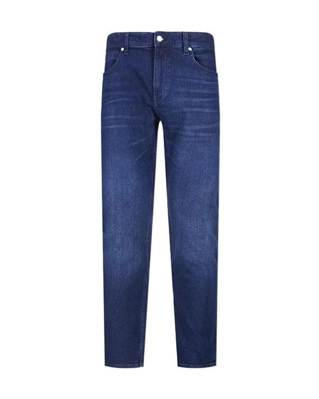 Boss Blue Boss Logo Patch Tapered Jeans for men