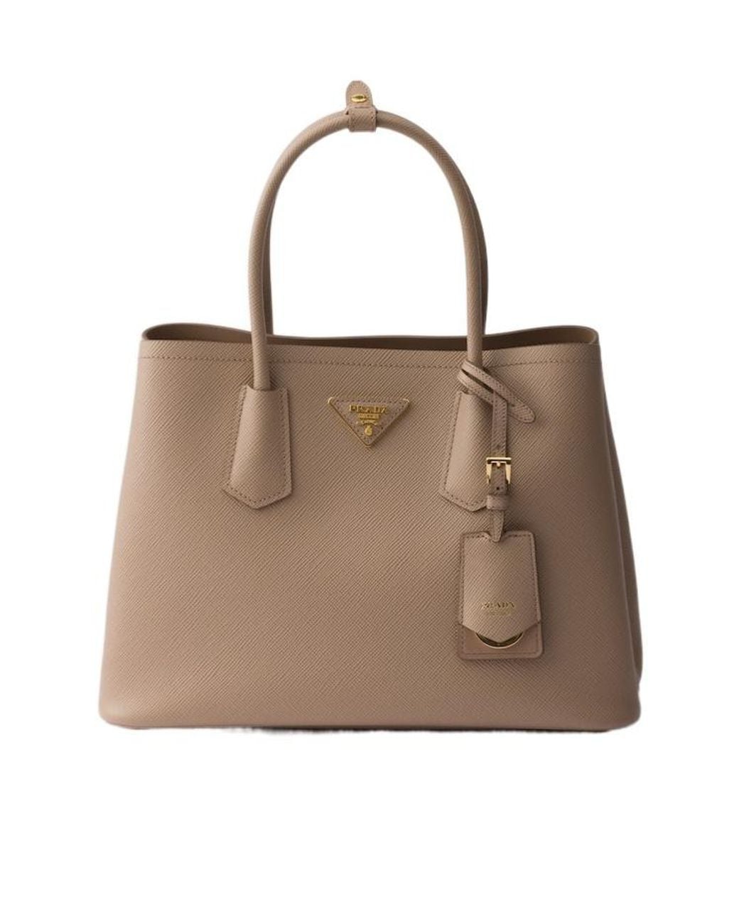 Prada Brown Double Medium Saffiano Leather Bag