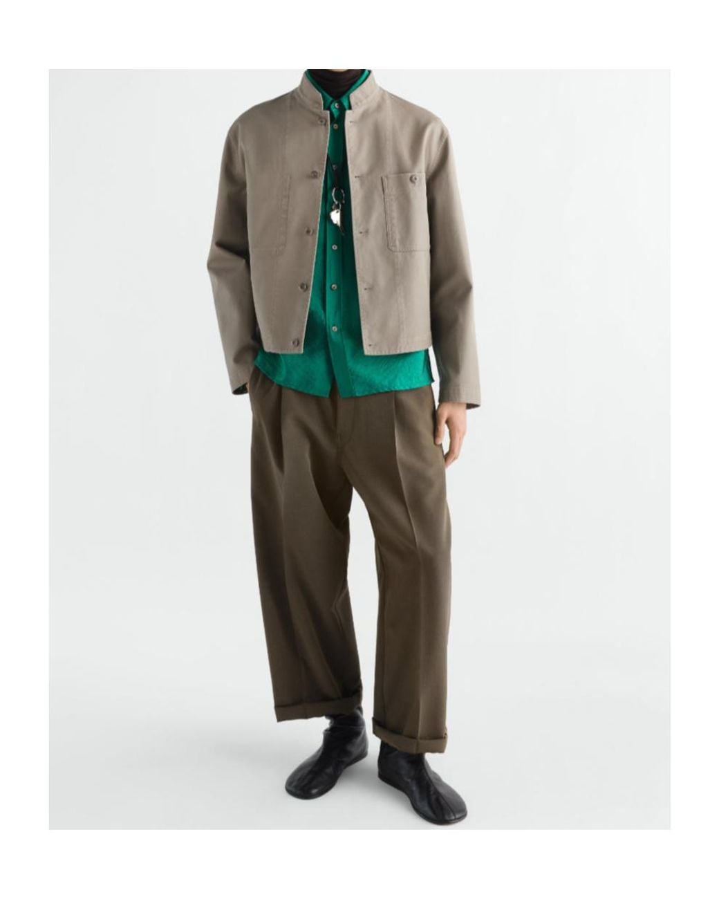 Lemaire Brown Stand-Collar Jacket for men