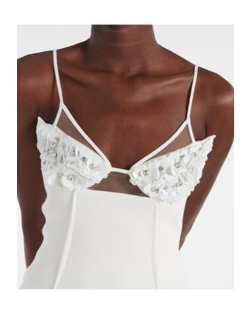 David Koma White Embellished Cady Midi Dress