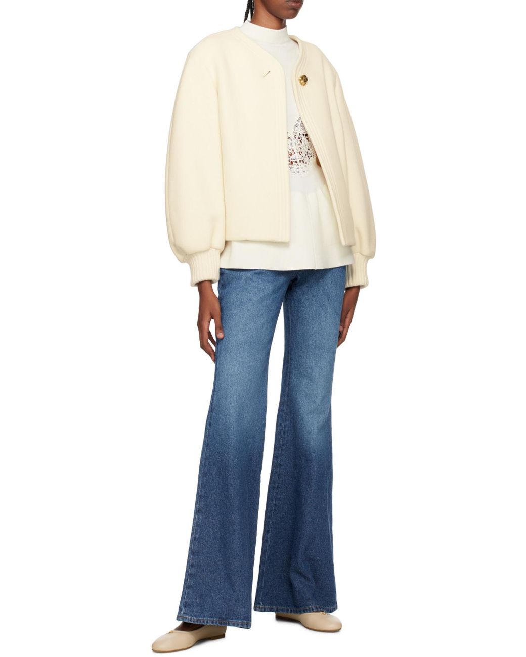 Chloé Natural Chloé Marcie Round-Toe Ballet Flats