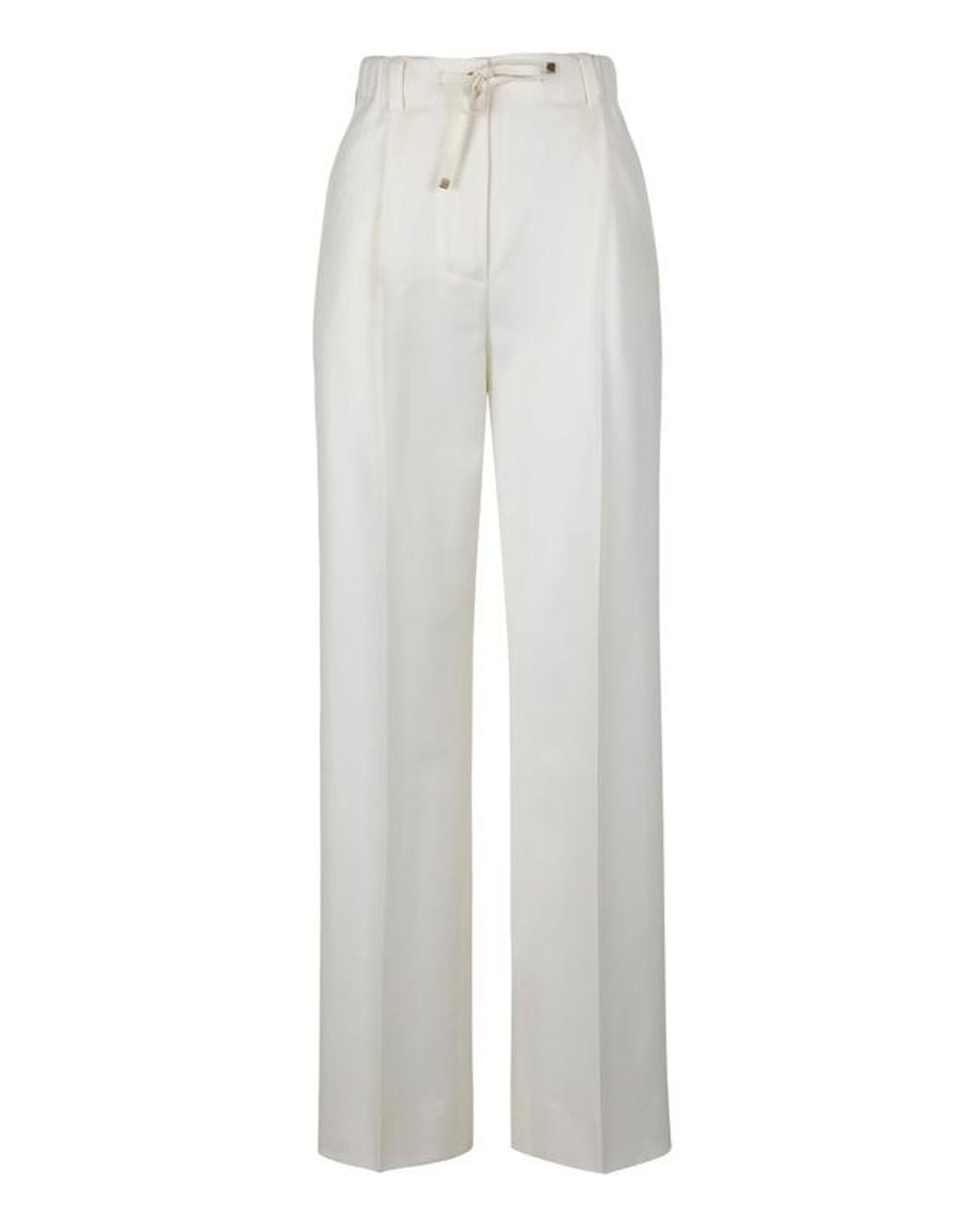 Moncler White Drawstring Tailored Trousers