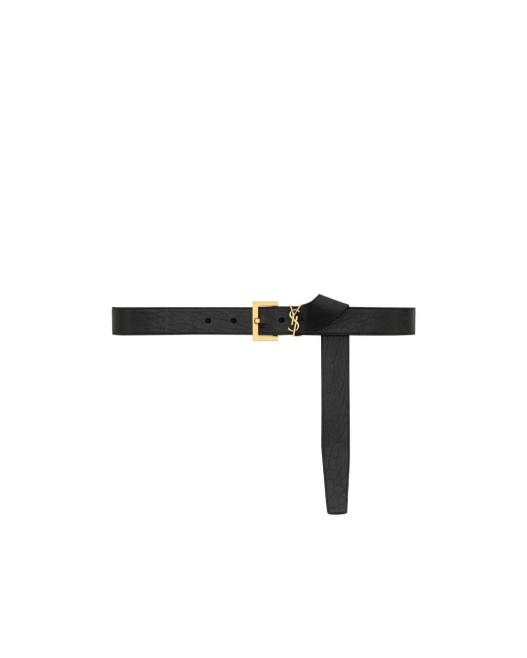 Saint Laurent White Cassandre Logo Plaque Belt