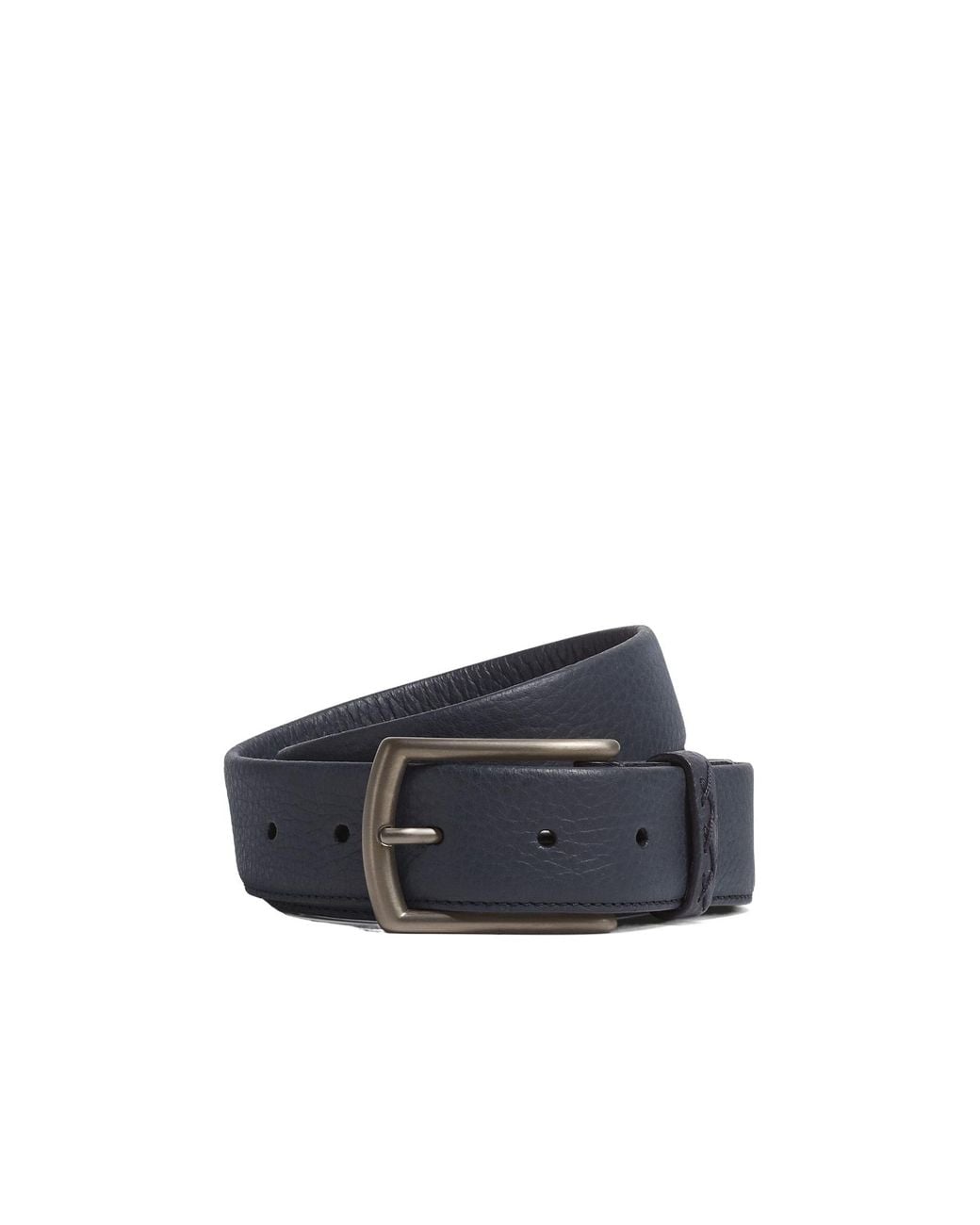Zegna Blue Triple Stitch Buckle Belt for men