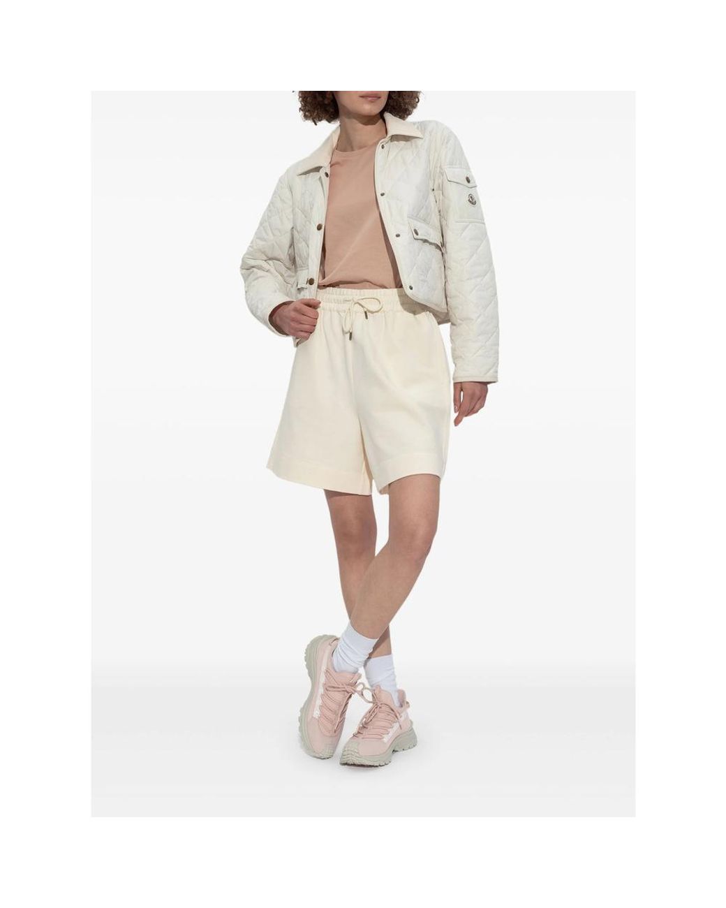 Moncler Natural Logo Patch Drawstring Shorts