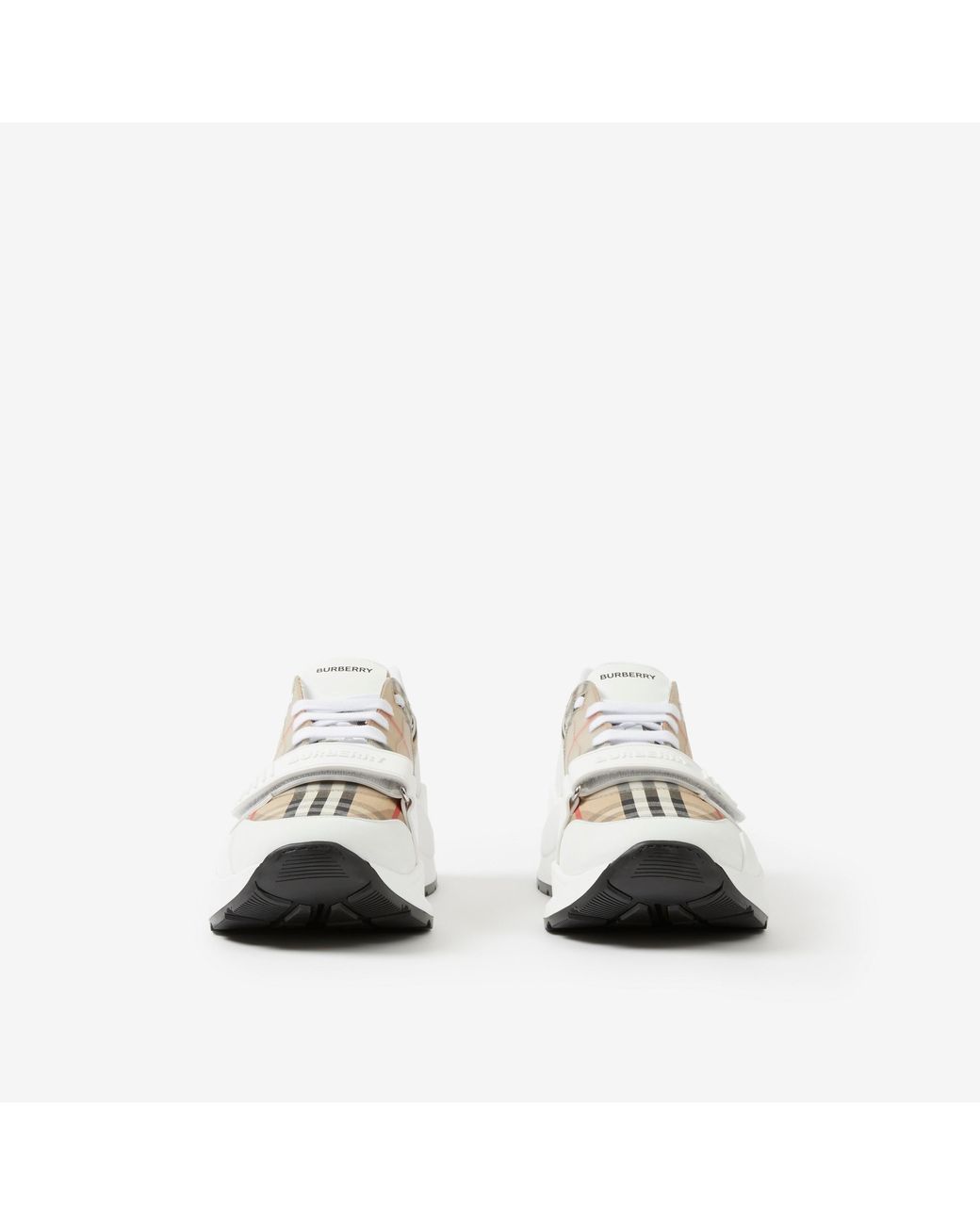 Burberry White Vintage Check-Pattern Sneakers for men