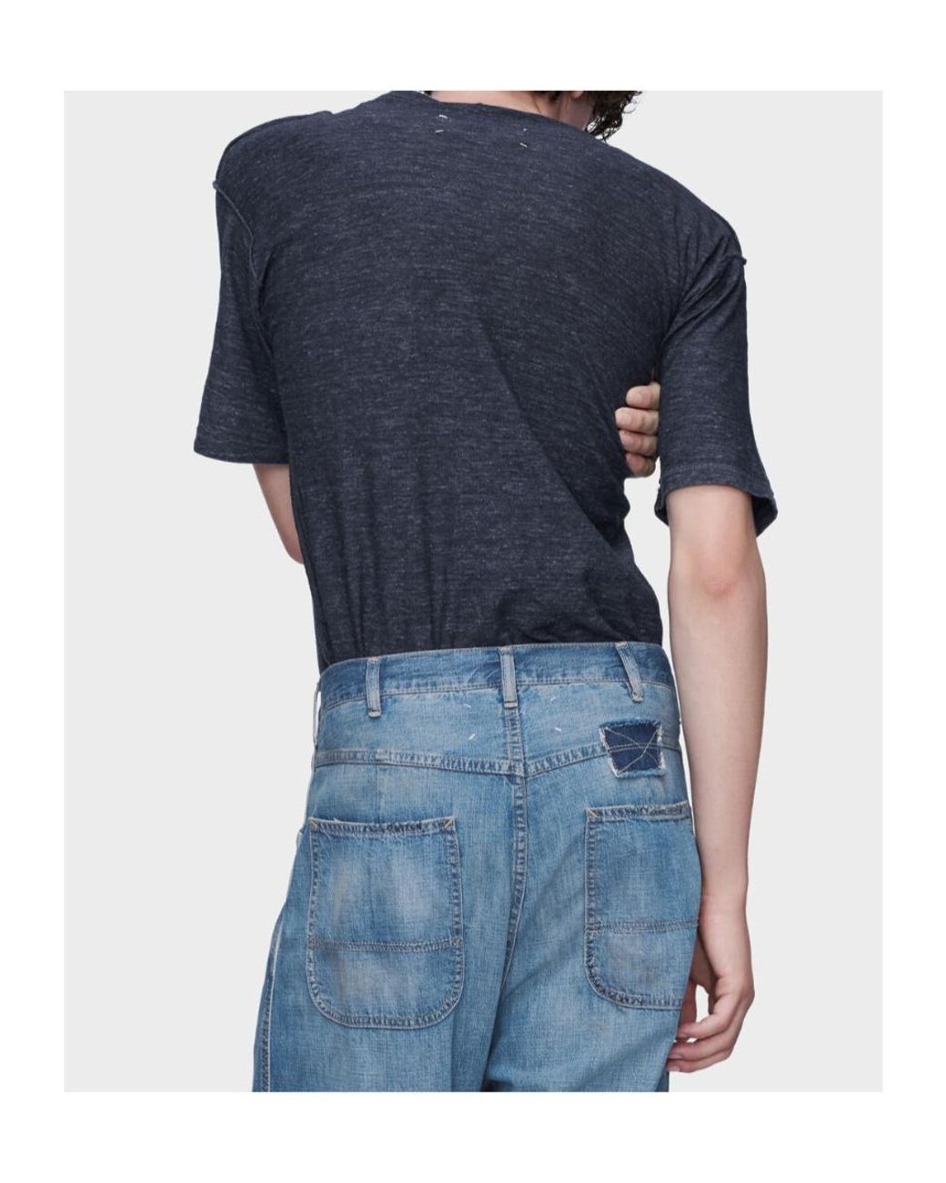 Maison Margiela Blue Relaxed Crew Neck T-Shirt for men