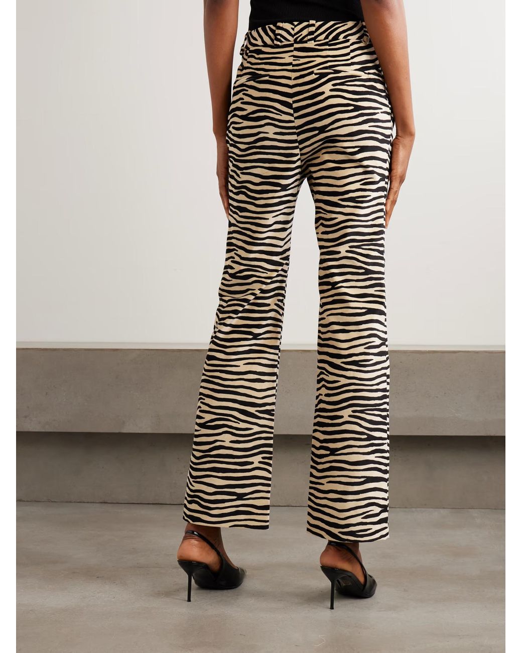 Rabanne Gray Zebra-Print Casual Pants