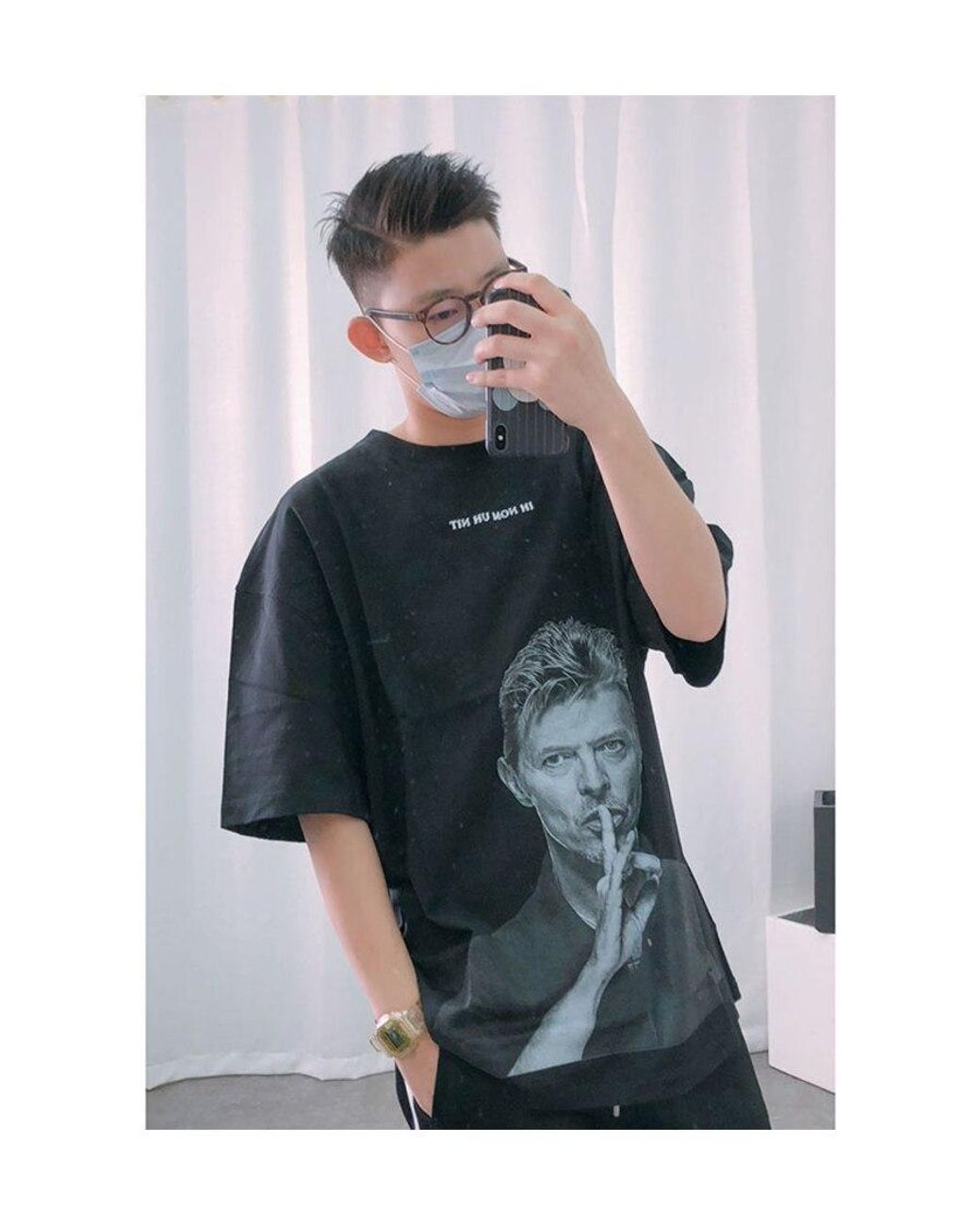 Ih Nom Uh Nit Black Portrait Printed Short-Sleeved T-Shirt for men