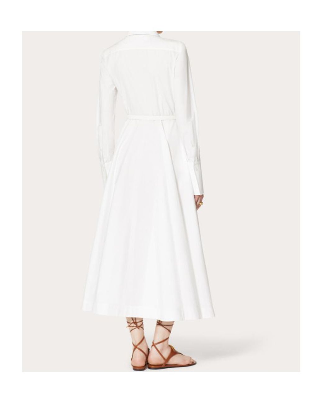 Valentino White Floral-Lace Detail Shirt Dress