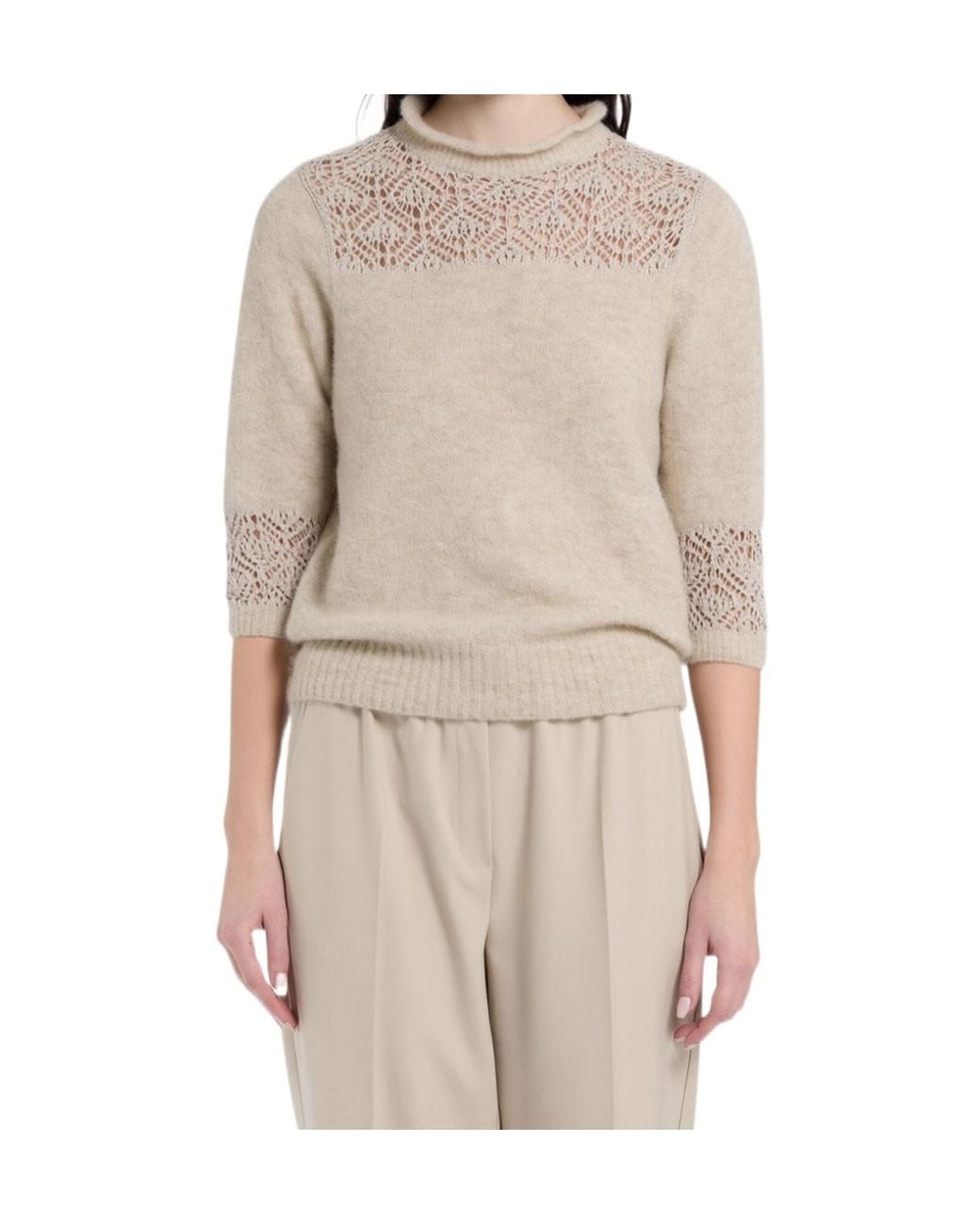 Marella Natural Lace-Detail Sweater