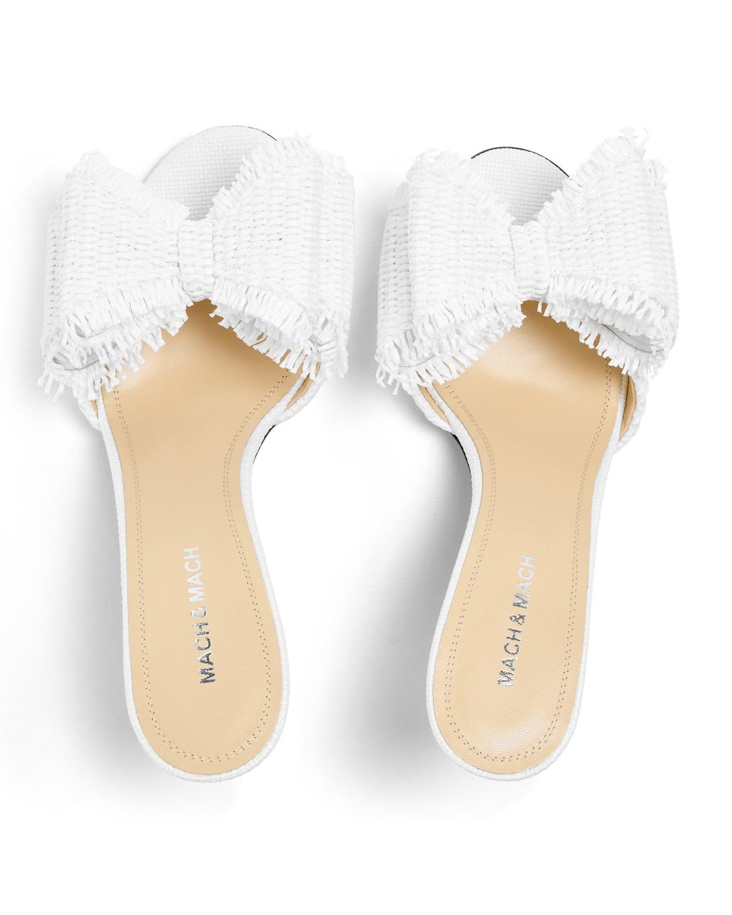 Mach & Mach White Solid Heeled Mules