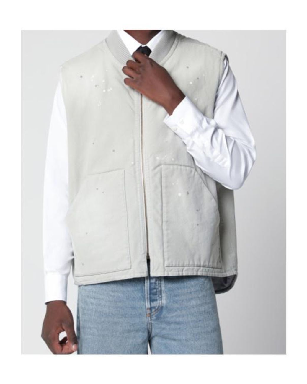Maison Margiela Gray Zip-Up Sleeveless Gilet for men
