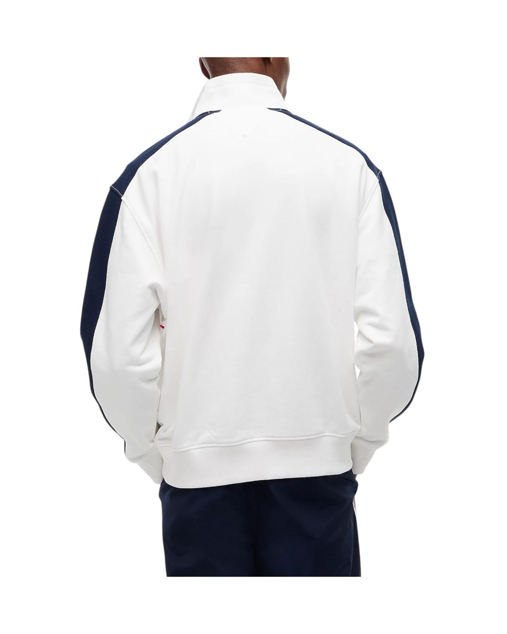 Tommy Hilfiger Blue Colour-Blocked Quarter-Zip Relaxed Sweatshirt for men