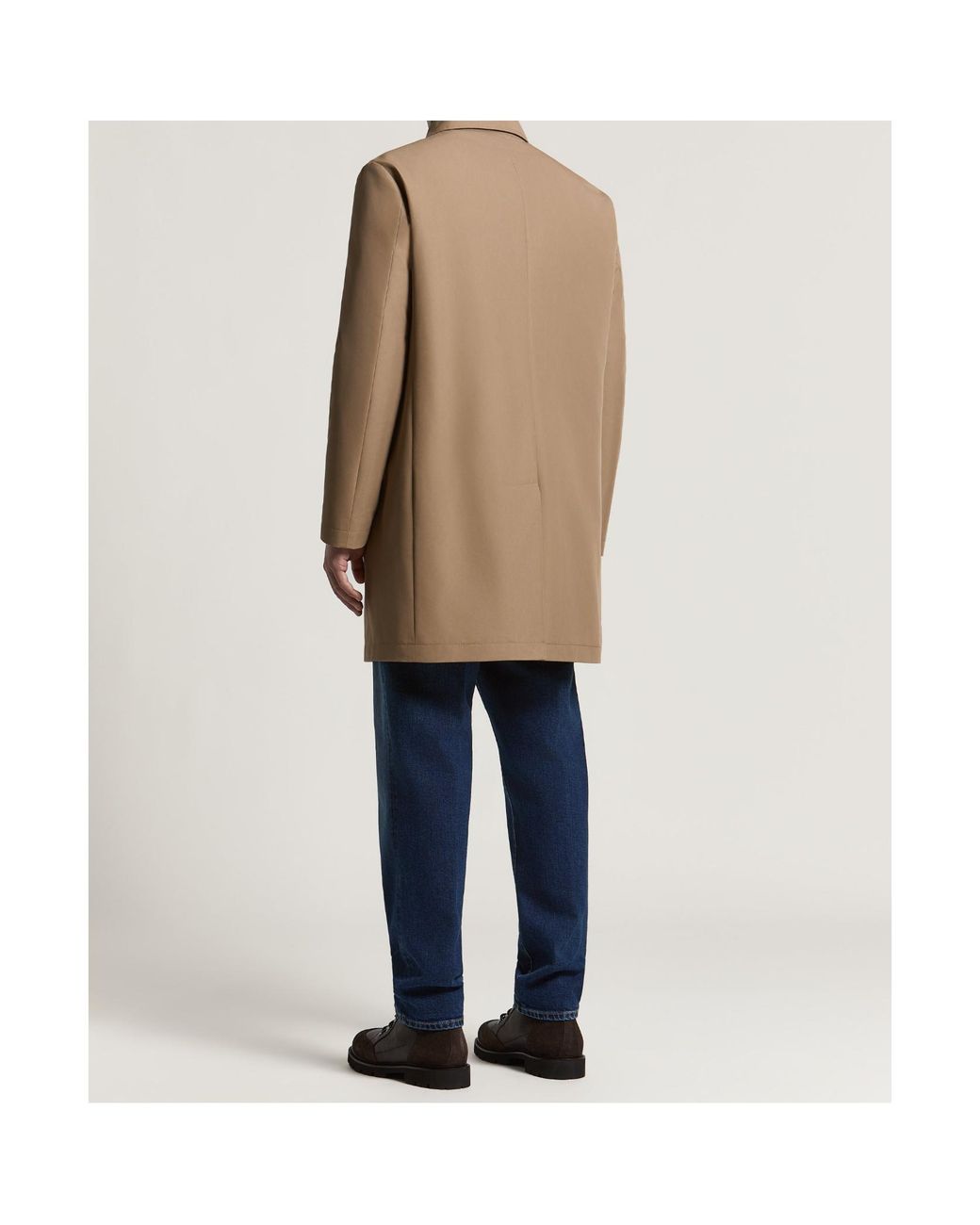 Peserico Natural Single-Breasted Twill Coat for men