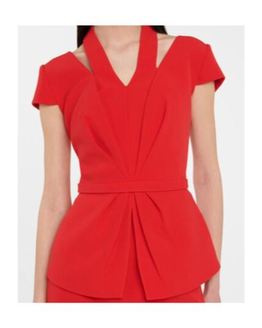 Safiyaa Red Ramona Crêpe Halterneck Cutout Top
