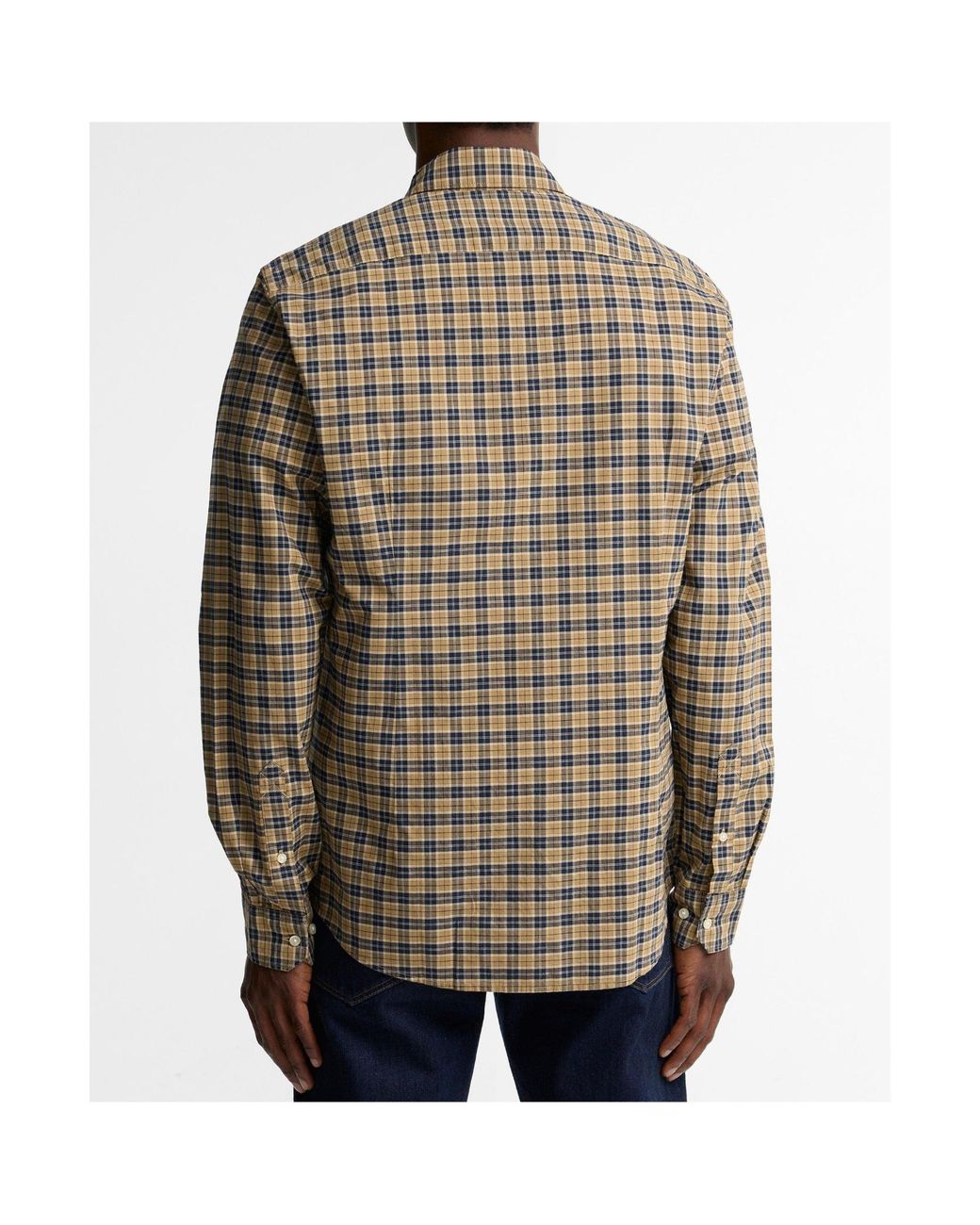 Barbour Gray Buttondown Micro Check Long Sleeve Shirt for men