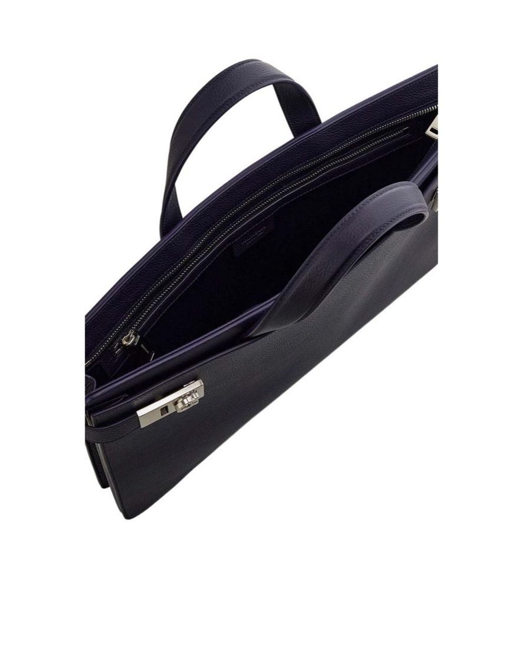 Ferragamo Blue Double-Handle Briefcase for men