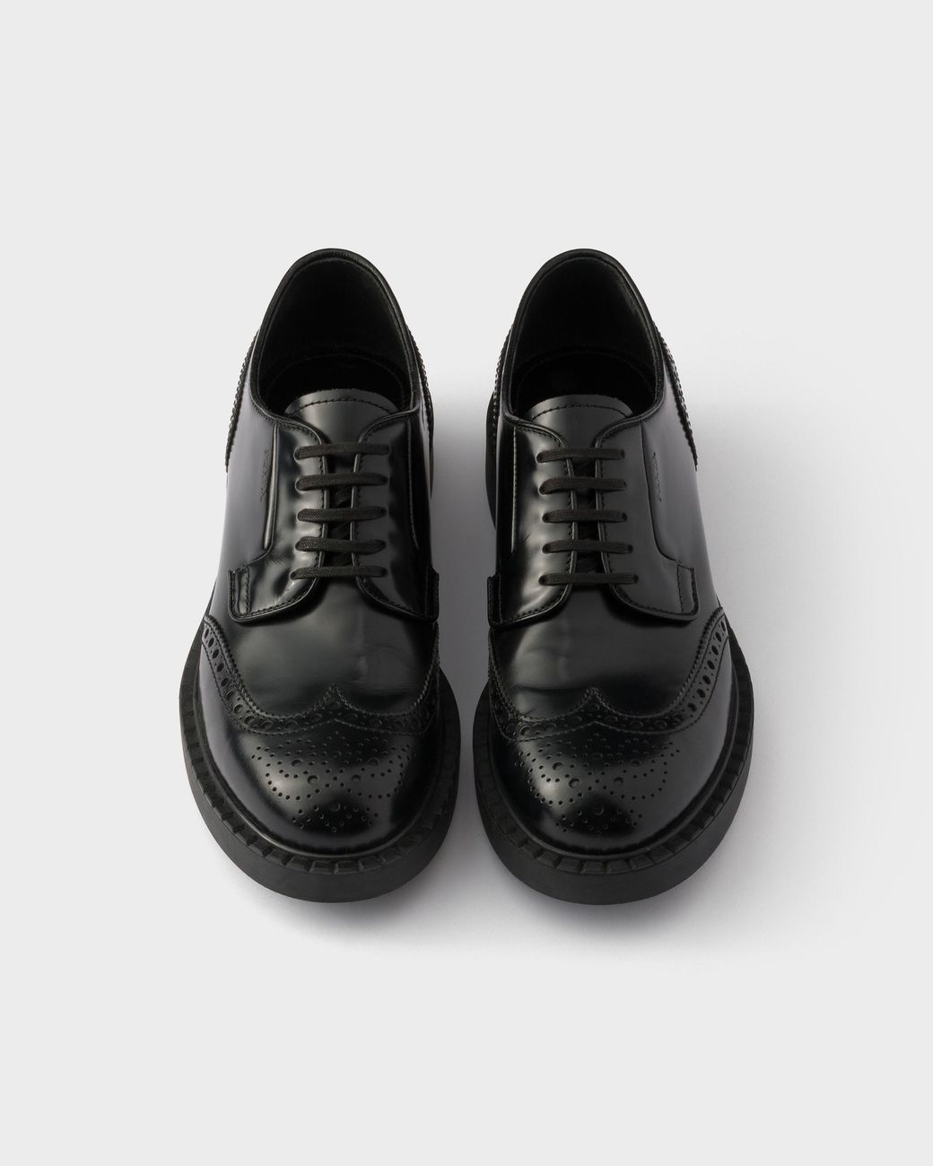 Prada Black Chocolate Brushed Leather Derby Brogues for men
