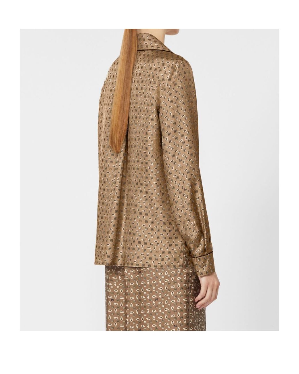Max Mara Brown Silk Printed Shirt