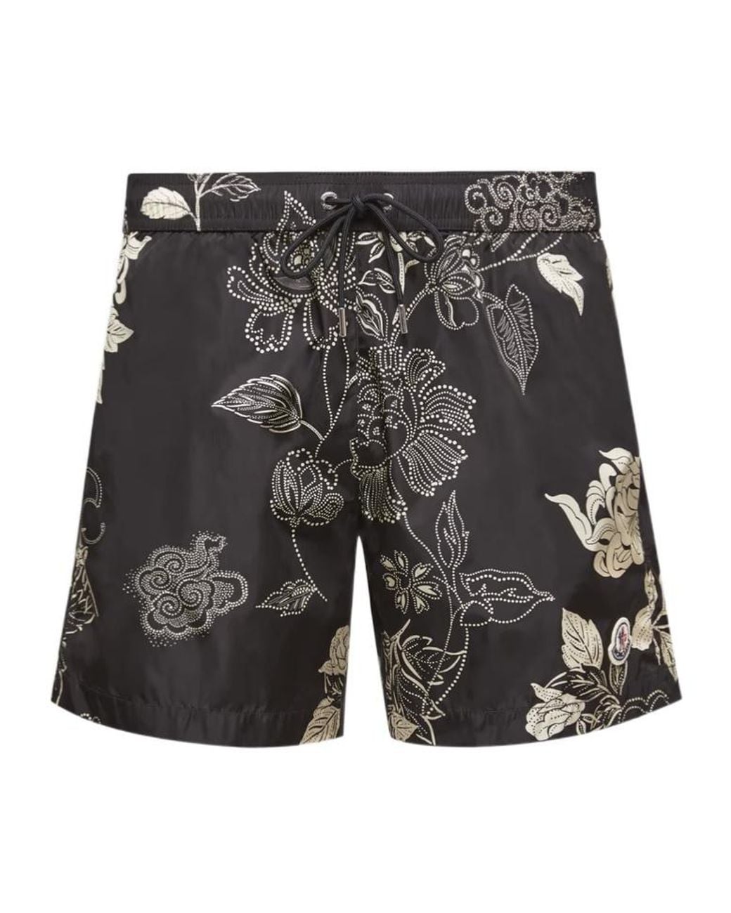Moncler Gray Floral Print Swim Shorts for men
