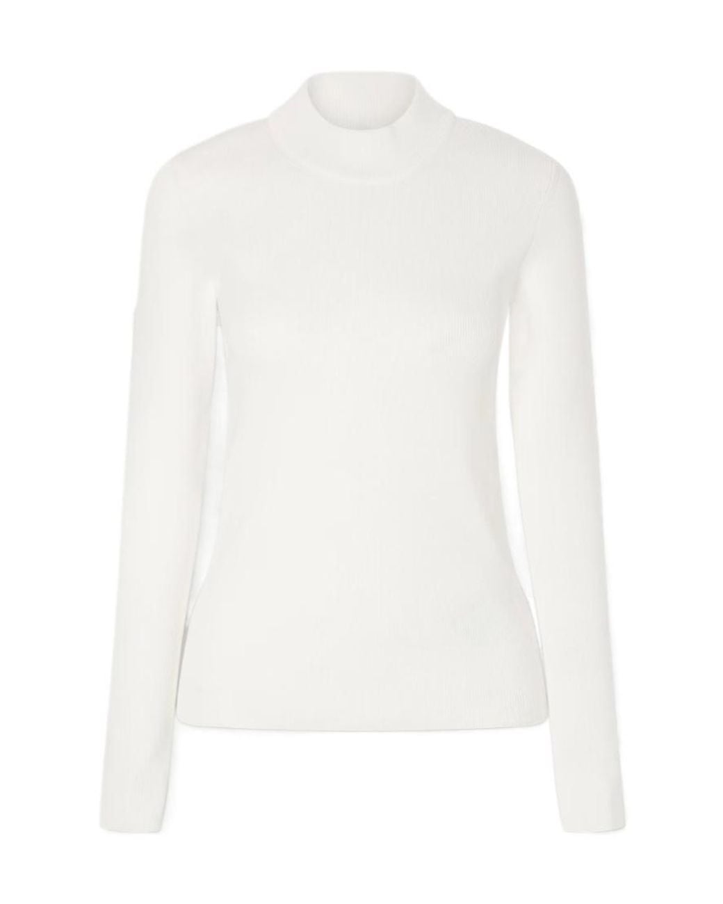 Jil Sander White Ribbed-Knit Mock-Neck Sweater