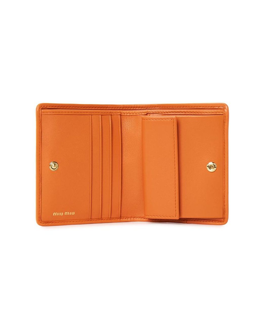 Miu Miu Orange Matelassé Logo Wallet