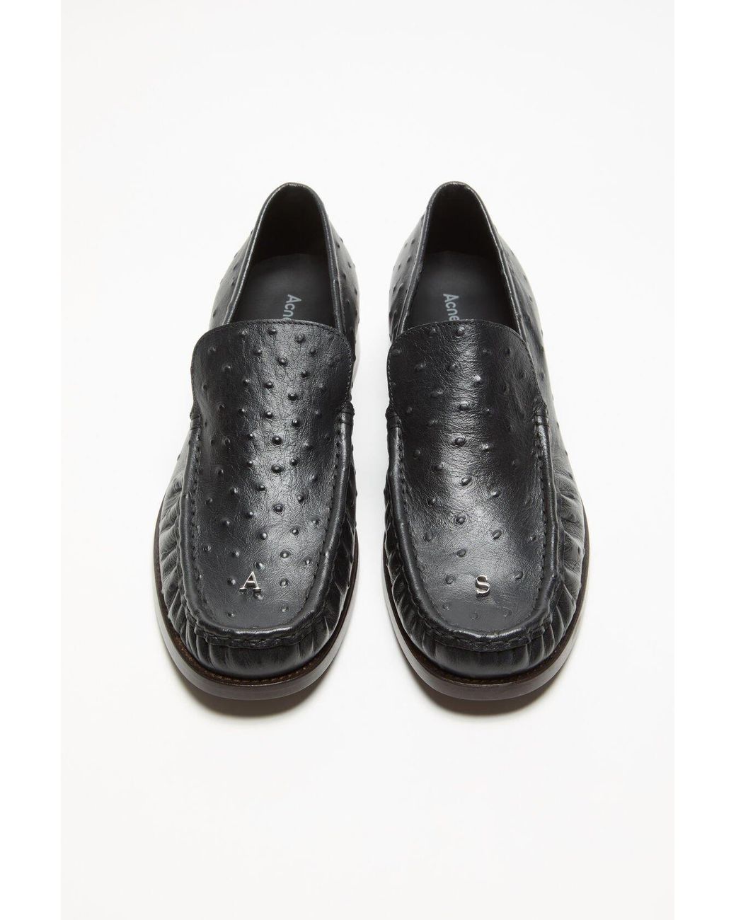 Acne Black Embossed-Detail Leather Loafers for men