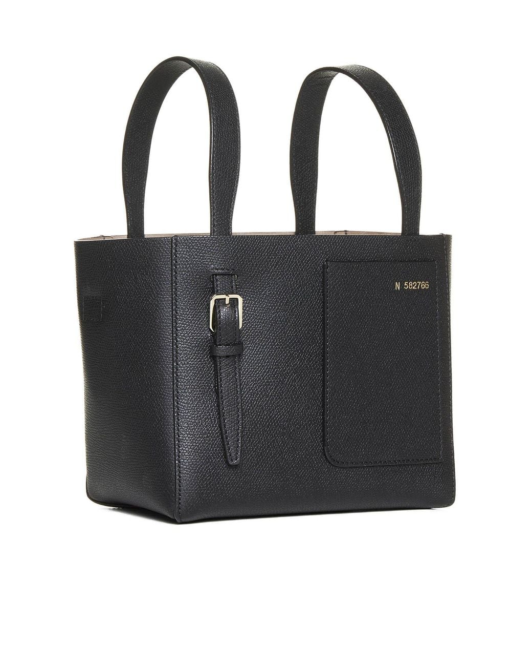 Valextra Black Patch-Pocket Zip-Up Mini Tote Bag