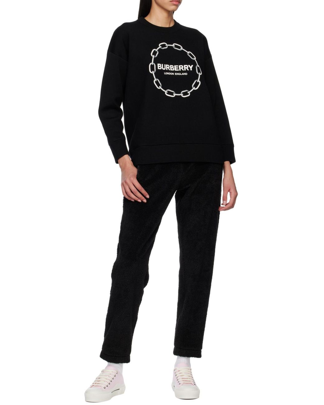 Burberry Black Logo Print Crewneck Sweatshirt