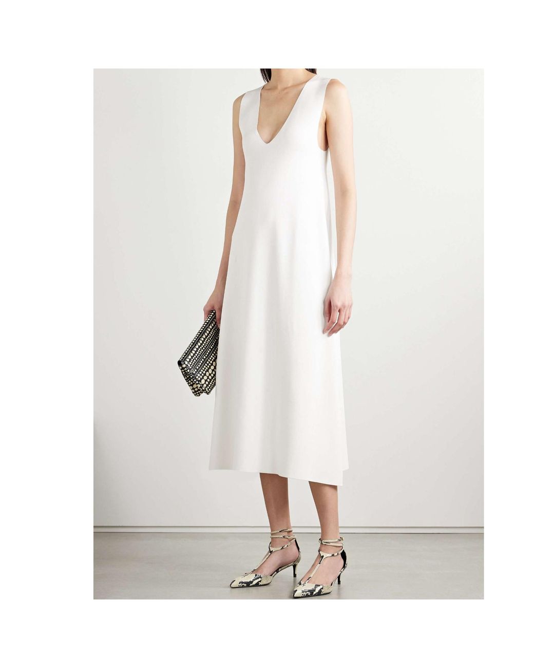 Khaite White Keran Stretch-Knit Midi Dress