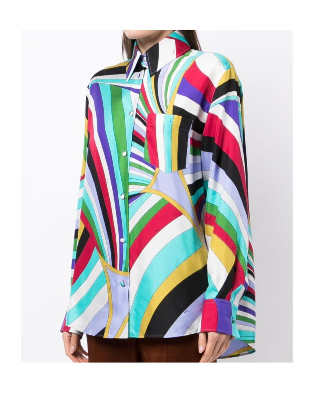 Emilio Pucci White Abstract-Print Silk Shirt