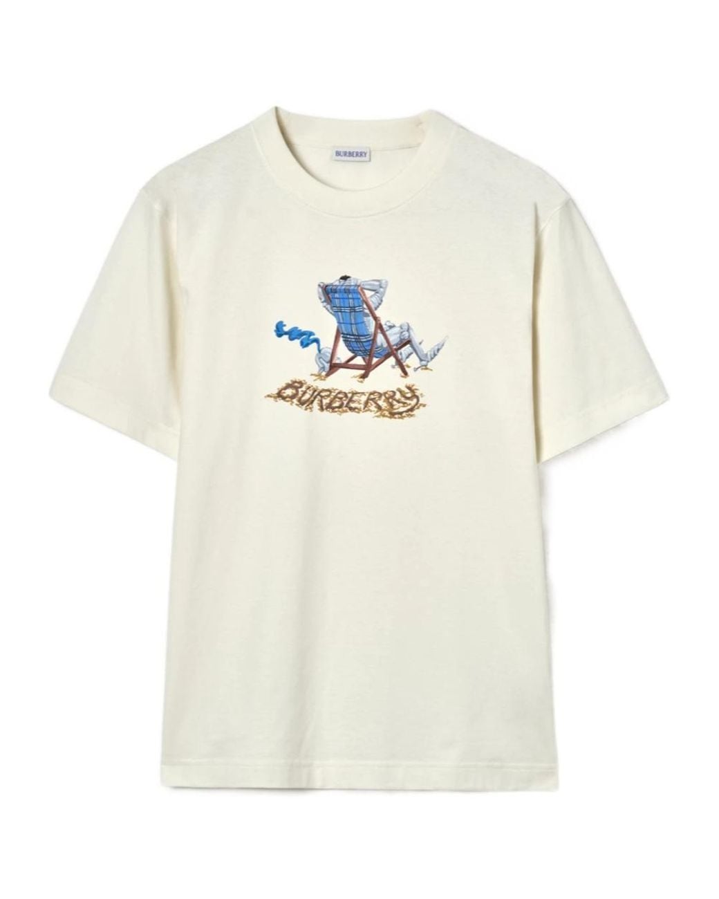 Burberry White Beach Knight Crewneck T-Shirt for men