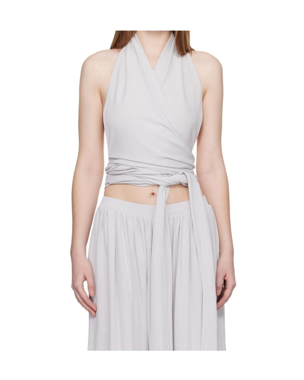 AYA MUSE Gray Aelir V-Neck Top