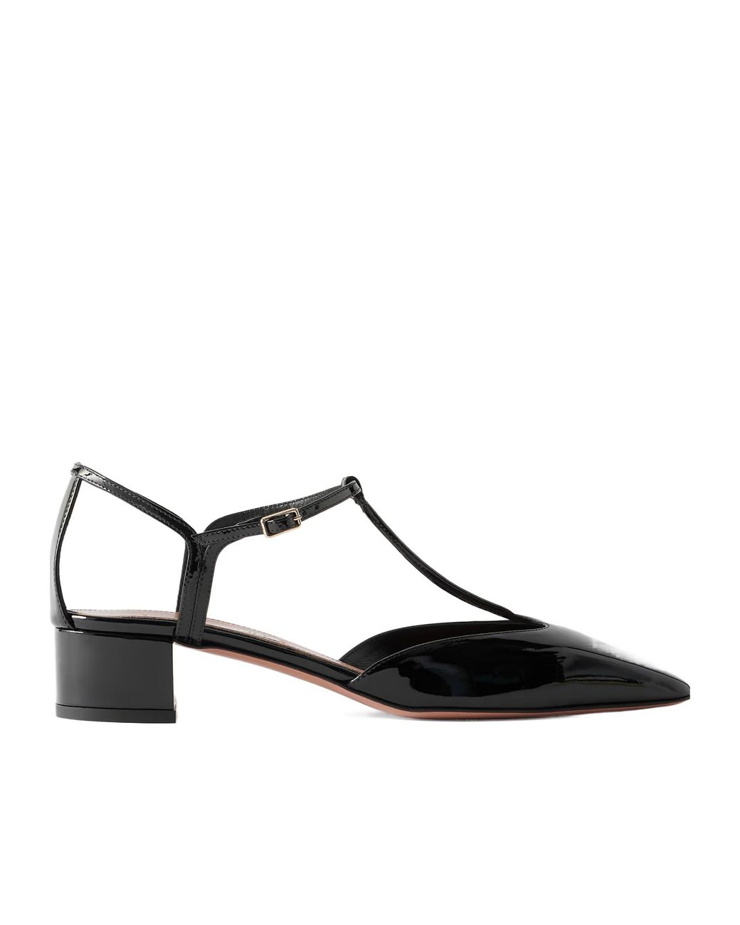 Aquazzura Black Patent Leather T-Strap High Heels