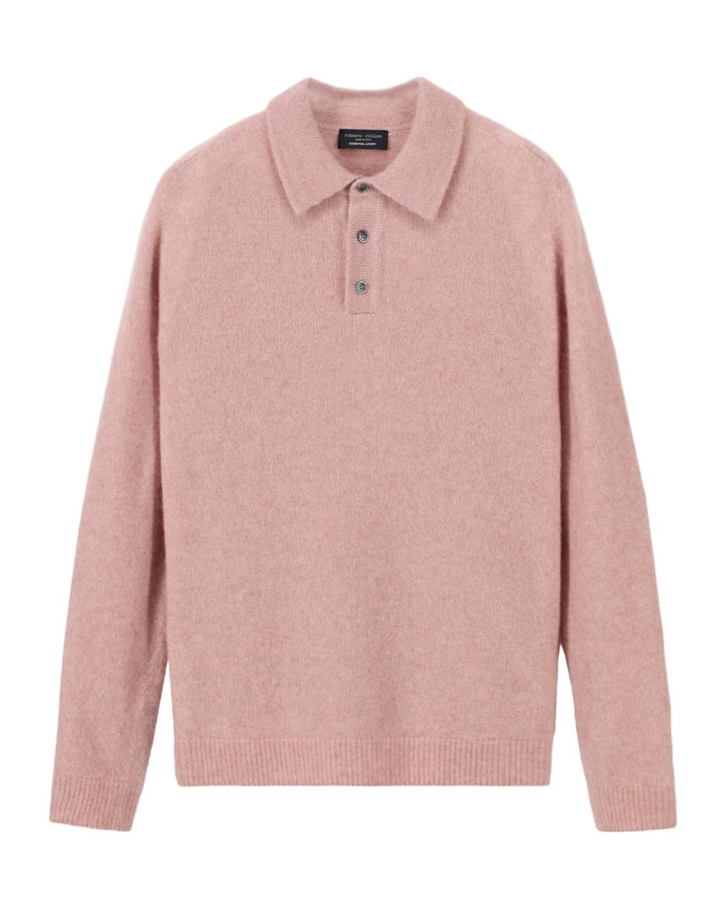 Roberto Collina Pink Long-Sleeve Polo Shirt for men
