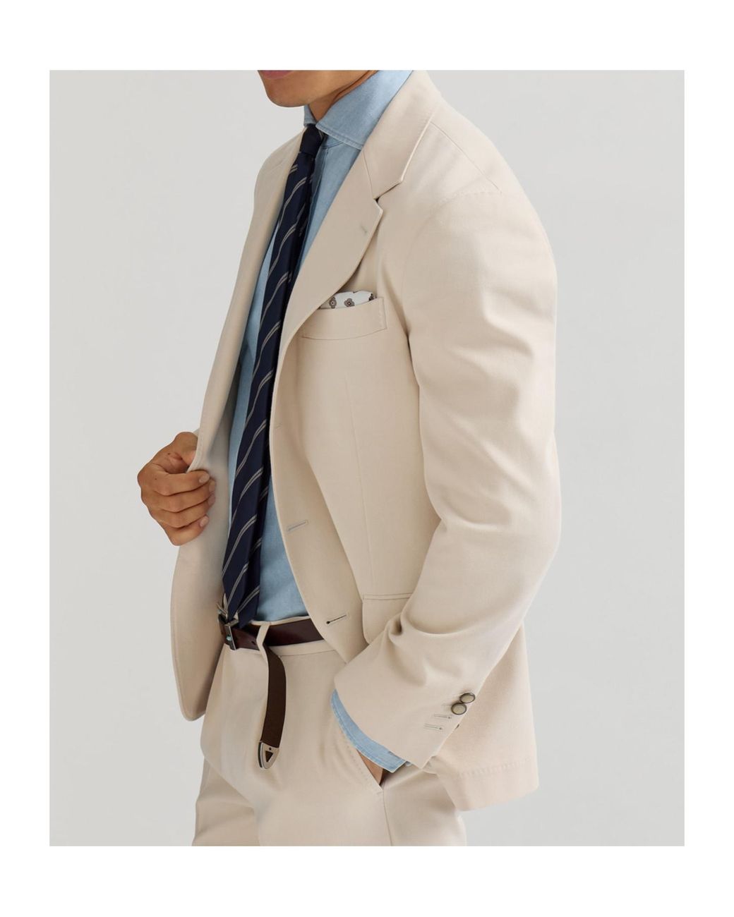 Brunello Cucinelli Natural Cotton And Virgin Wool Gabardine Deconstructed Blazer for men