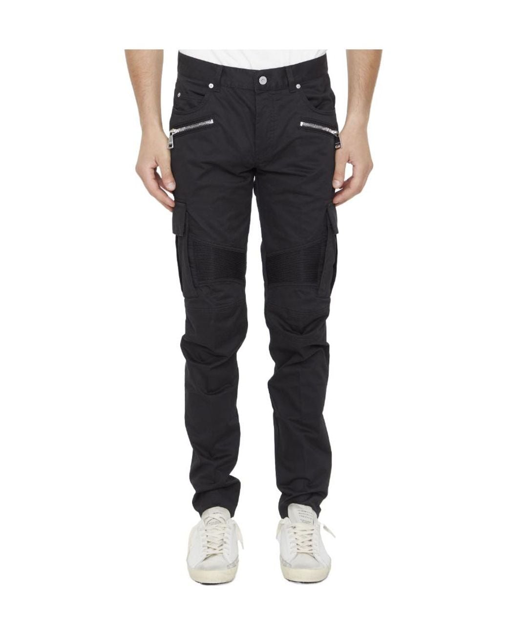Balmain Black Zip Detailed Tapered-Leg Pants for men