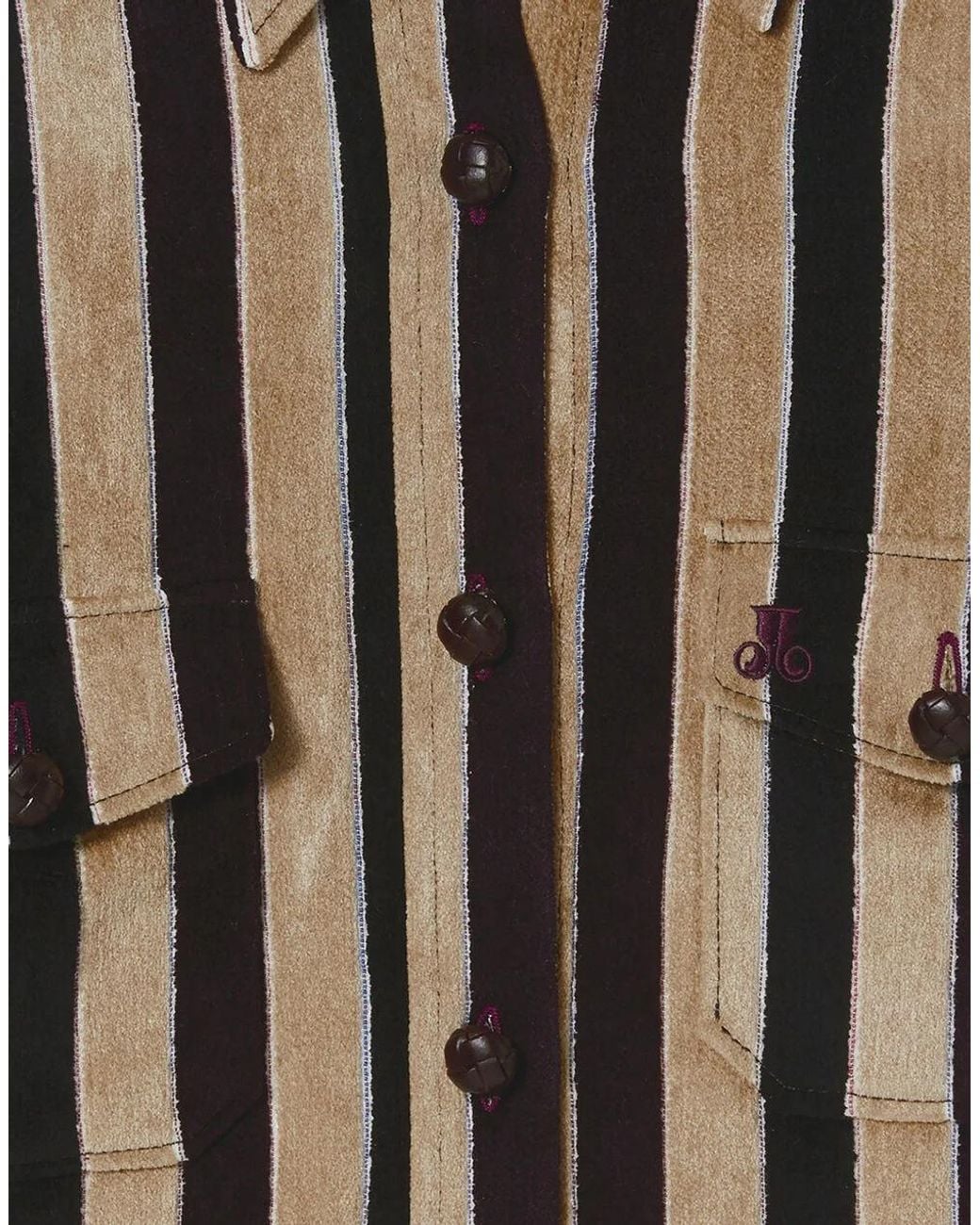 LaDoubleJ Black Striped-Pattern Chest-Pocket Jacket